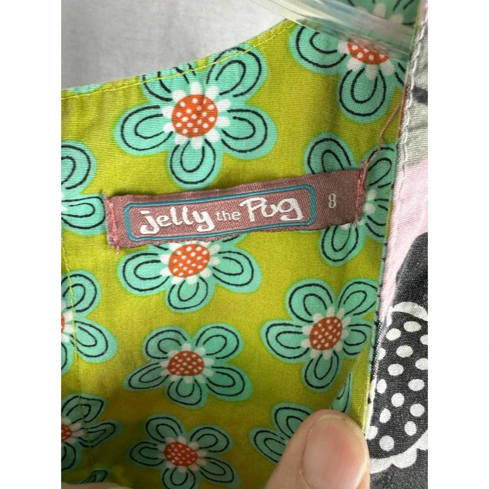Jelly the Pug Girls Dress Size 8 Floral Bird Ruffle Layered Colorful Butterfly